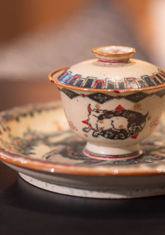 Handcrafted High-End Blue & White Covered Tea Bowl