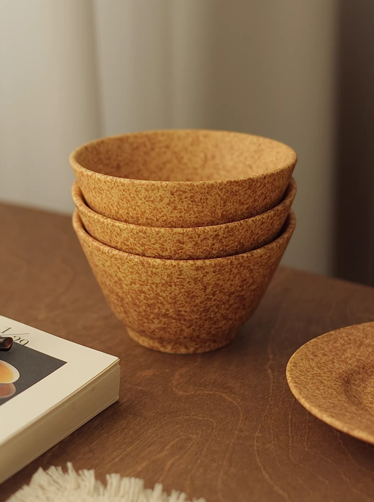 Korean Ink Splash Maple Yellow Ceramic Oval Plate