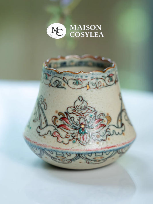 Lotus Blossom Handcrafted Blue & White Volcano Mug – Elegant Chinese Design