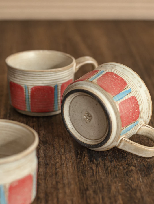 Fresh Color-Blocked Handcrafted Japanese Ceramic Coffee Cup