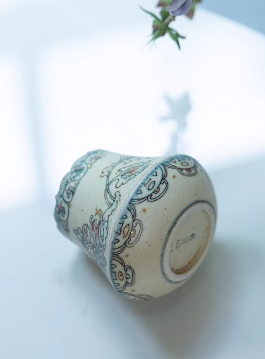 Lotus Blossom Handcrafted Blue & White Volcano Mug – Elegant Chinese Design