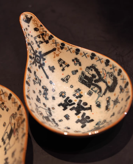 Weaving & Petroglyph Spoon & Bowl Set – Jingdezhen Vintage Blue & White