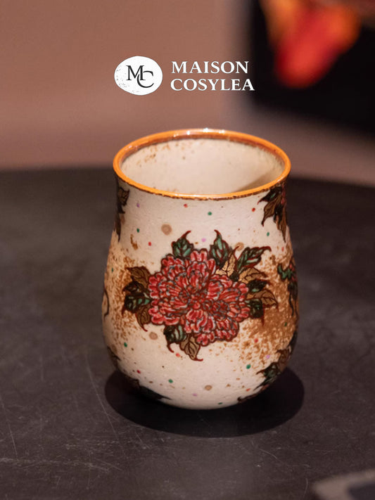 Over-Glaze Peony Footed Goblet & Fish Tail Cup – Unique Vintage Design