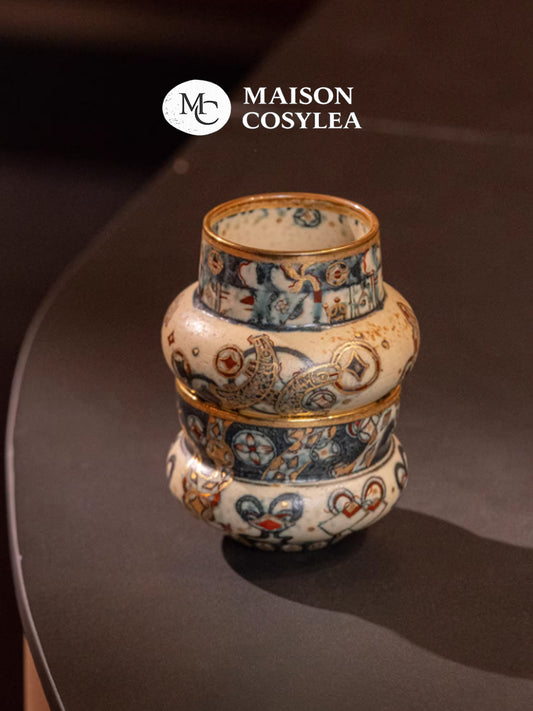 Handcrafted Blue & White Treasures “Greedy Snake” Double Cup – Luxe Retro Coffee Cup