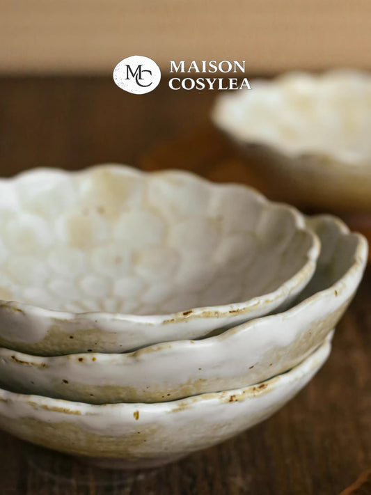 Timeless Wabi-Sabi Handcrafted Rustic High-Fired Flower-Edged Bowl